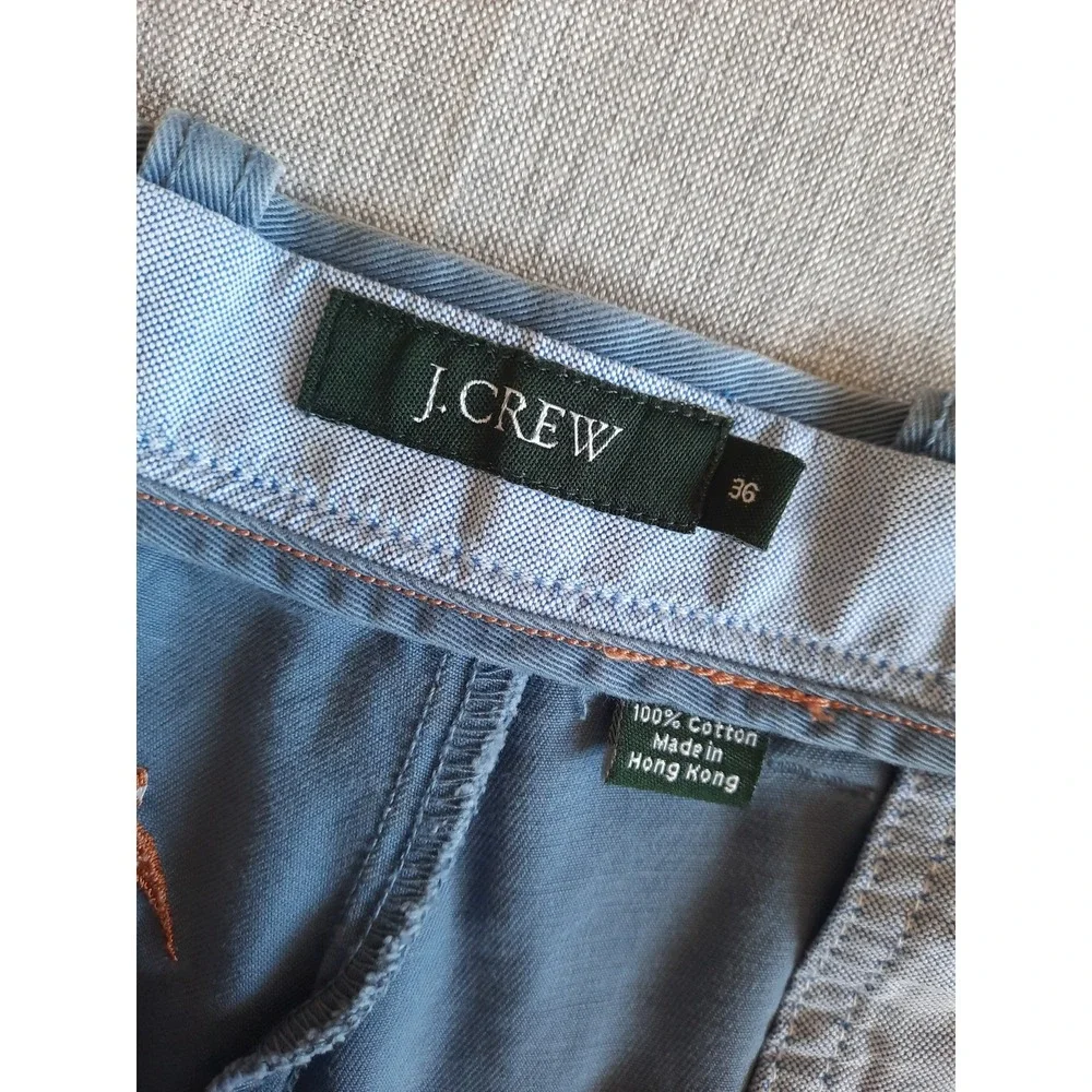 J. Crew Mens 36 Embroidery Animal Fish Logo Allover Flat Front Short Pure Cotton